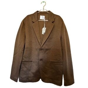 Men's Casual Long Sleeve Suit Jacket Brown Medium